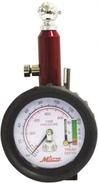 Milton - 0 to 120 psi Dial Ball Tire Pressure Gauge - 2 psi Resolution - Top Tool & Supply