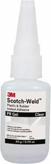 3M - 0.71 oz Tube Clear Instant Adhesive - Series Part Number PR Gel, 30 to 60 sec Working Time, 24 hr Full Cure Time - Top Tool & Supply