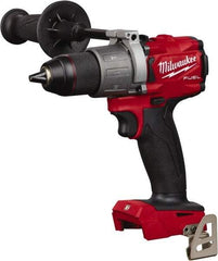 Milwaukee Tool - 18 Volt 1/2" Single-Sleeve Ratcheting Chuck Cordless Hammer Drill - 0 to 32,000 BPM, 0 to 550 & 0 to 2,000 RPM, Reversible - Top Tool & Supply