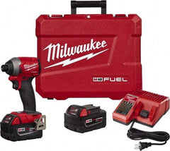 Milwaukee Tool - 18 Volt, 1/4" Drive, 167 Ft/Lb Torque, Cordless Impact Driver - 3600 RPM, 2 Lithium-Ion Batteries Included - Top Tool & Supply