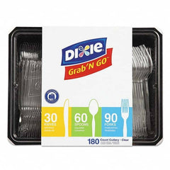 Dixie - Combo Pack, Tray w/Plastic Utensils, 90 Forks, 30 Knives, 60 Spoons - Top Tool & Supply