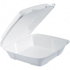 DART - 9-3/8 x 9-3/8 x 3" Foam Hinged Lid Containers - White - Top Tool & Supply