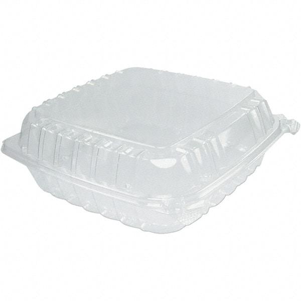 DART - 9 x 9-1/2 x 3" Plastic Hinged Container - Clear - Top Tool & Supply