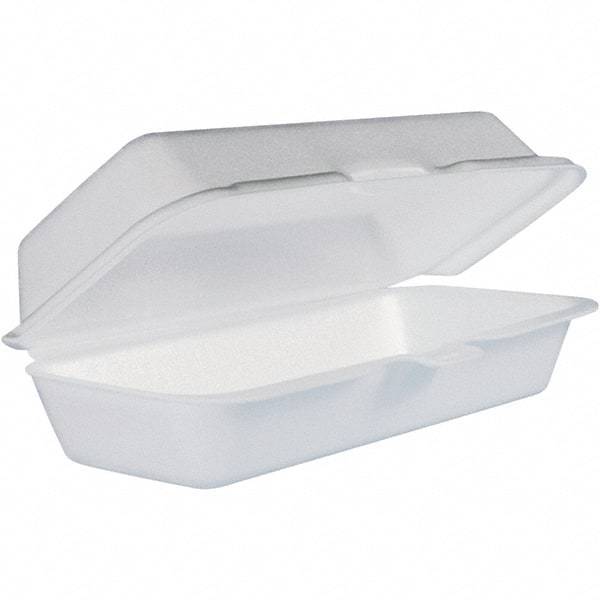 DART - 7-1/10 x 3-4/5 x 2-3/10" Foam Hot Dog Container with Hinged Lid - White - Top Tool & Supply