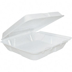 DART - 8 x 8 x 2-1/4" Foam Hinged Lid Containers - White - Top Tool & Supply