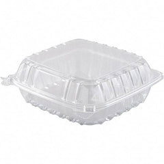 DART - 8-19/64 x 8-19/64 x 3" Hinged-Lid Plastic Containers - Clear - Top Tool & Supply