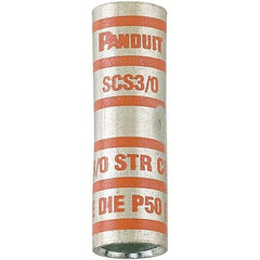 Panduit - 3/0 AWG Compatible, Noninsulated, Crimp-On Butt Splice Terminal - Red - Top Tool & Supply