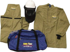 Stanco Safety Products - Size L, 4 HRC, 11 oz Arc Flash Clothing Kit - 44 cal per Sq cm, Face Shield & Hard Hat Protection, 35" Coat & Bib Overalls, Includes Gear Bag - Top Tool & Supply