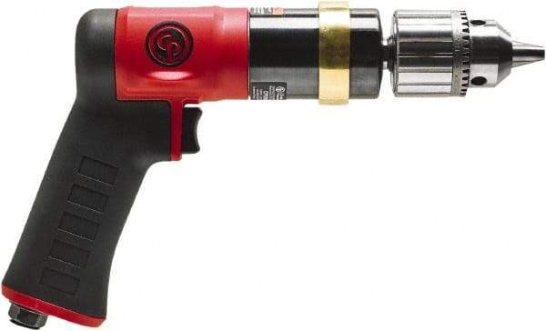 Chicago Pneumatic - 1/2" Keyed Chuck - Pistol Grip Handle, 600 RPM, 0.5 hp, 90 psi - Top Tool & Supply