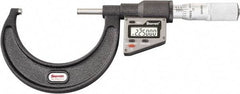 Starrett - 50.8 to 76 mm Range, 0.0001" Resolution, Standard Throat, Electronic Outside Micrometer - 0.0001" Accuracy, Friction Thimble, Micro Lapped Carbide Face, CR2450 Battery, Includes 3V Battery - Top Tool & Supply