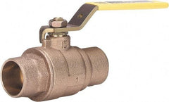 Milwaukee Valve - 1/2" Pipe, Full Port, Bronze Full Port Ball Valve - 2 Piece, Solder Ends, Lever Handle, 600 WOG, 150 WSP - Top Tool & Supply