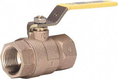 Milwaukee Valve - 2" Pipe, Large Port, Bronze Standard Ball Valve - 2 Piece, Threaded (NPT) Ends, Lever Handle, 600 WOG, 150 WSP - Top Tool & Supply