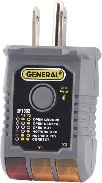 General - 120 VAC Max Voltage, Receptacle Tester with GFCI - Top Tool & Supply