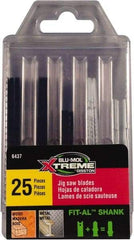 Disston - 25 Piece, 2-3/4" to 3-1/2" Long, 6 to 18 Teeth per Inch, Carbon and Bi-Metal Jig Saw Blade Set - Toothed Edge, U-Shank - Top Tool & Supply