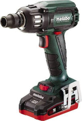 Metabo - 1/2" Drive 18 Volt Pistol Grip Cordless Impact Wrench & Ratchet - 2,150 RPM, 0 to 4,250 BPM, 295 Ft/Lb Torque, 2 Lithium-Ion Batteries Included - Top Tool & Supply