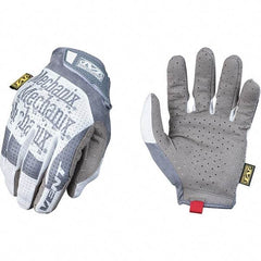 Mechanix Wear - Size M Work Gloves - For Mechanic's & Lifting, Uncoated, Hook & Loop Cuff, Full Fingered, Gray/White, Paired - Top Tool & Supply