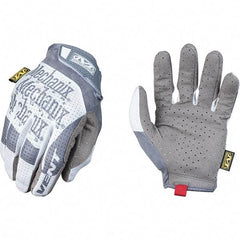 Mechanix Wear - Size XL Work Gloves - For Mechanic's & Lifting, Uncoated, Hook & Loop Cuff, Full Fingered, Gray/White, Paired - Top Tool & Supply