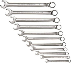 Proto - 11 Piece, 3/8" to 1", 12 Point Combination Wrench Set - Inch Measurement Standard, Full Polish Chrome Finish, Comes in Tool Roll - Top Tool & Supply