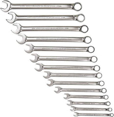 Proto - 14 Piece, 7mm to 20mm, 12 Point Combination Wrench Set - Metric Measurement Standard, Full Polish Chrome Finish, Comes in Tool Roll - Top Tool & Supply