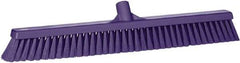 Vikan - 24" Fine Particle Synthetic Push Broom - 2" Bristle Length, Plastic Block, European Threaded Handle Connection - Top Tool & Supply