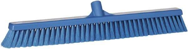 Vikan - 24" Fine Particle Synthetic Push Broom - 2" Bristle Length, Plastic Block, European Threaded Handle Connection - Top Tool & Supply