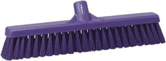 Vikan - 16" Fine Particle Synthetic Push Broom - 2" Bristle Length, Plastic Block, European Threaded Handle Connection - Top Tool & Supply