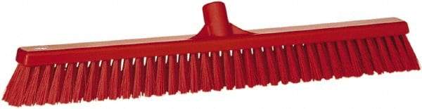 Vikan - 24" Combo Duty Synthetic Push Broom - 2" Bristle Length, Plastic Block, European Threaded Handle Connection - Top Tool & Supply