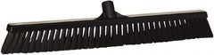 Vikan - 24" Fine Particle Synthetic Push Broom - 4" Bristle Length, Plastic Block, European Threaded Handle Connection - Top Tool & Supply