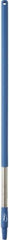 Vikan - 39-1/2 x 1-1/4" Stainless Steel Squeegee Handle - European Threaded Connection, Blue - Top Tool & Supply