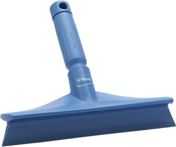 Vikan - 9.84" Rubber Blade Bench Squeegee - Single Edge, Blue, Plastic Holder - Top Tool & Supply