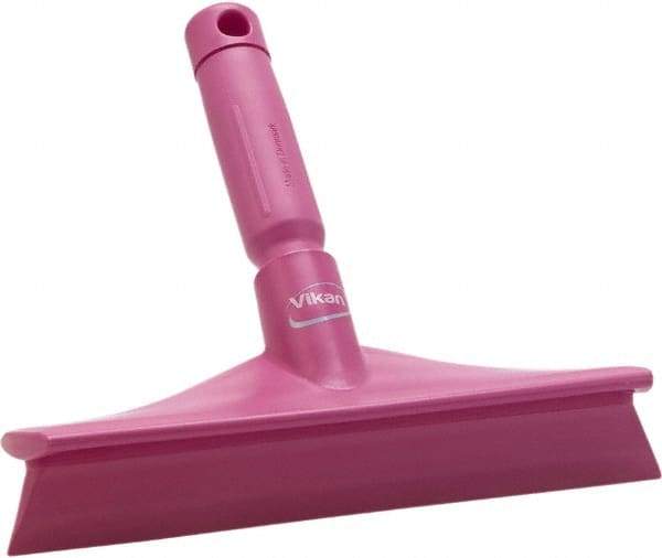 Vikan - 9.84" Rubber Blade Bench Squeegee - Single Edge, Pink, Plastic Holder - Top Tool & Supply