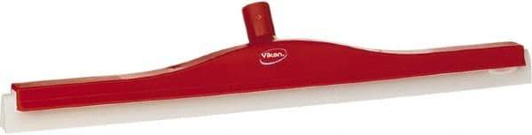 Vikan - 24" Foam Rubber Blade Floor Squeegee - Double Edge, Red, Plastic Holder - Top Tool & Supply