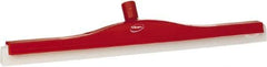 Vikan - 24" Foam Rubber Blade Floor Squeegee - Double Edge, Red, Plastic Holder - Top Tool & Supply