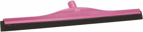 Vikan - 24" Foam Rubber Blade Bench Squeegee - Double Edge, Pink, Plastic Holder - Top Tool & Supply