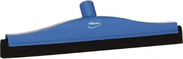 Vikan - 16" Foam Rubber Blade Bench Squeegee - Double Edge, Blue, Plastic Holder - Top Tool & Supply