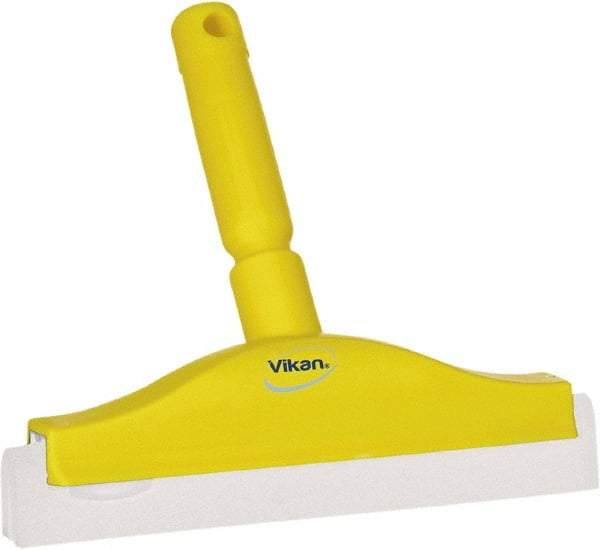 Vikan - 10" Foam Rubber Blade Bench Squeegee - Double Edge, Yellow, Plastic Holder - Top Tool & Supply