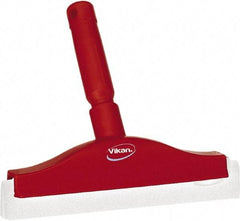 Vikan - 10" Foam Rubber Blade Bench Squeegee - Double Edge, Red, Plastic Holder - Top Tool & Supply