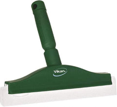 Vikan - 10" Foam Rubber Blade Bench Squeegee - Double Edge, Green, Plastic Holder - Top Tool & Supply