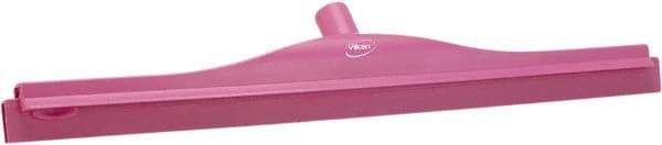 Vikan - 24" Rubber Blade Floor Squeegee - Double Edge, Pink, Plastic Holder - Top Tool & Supply