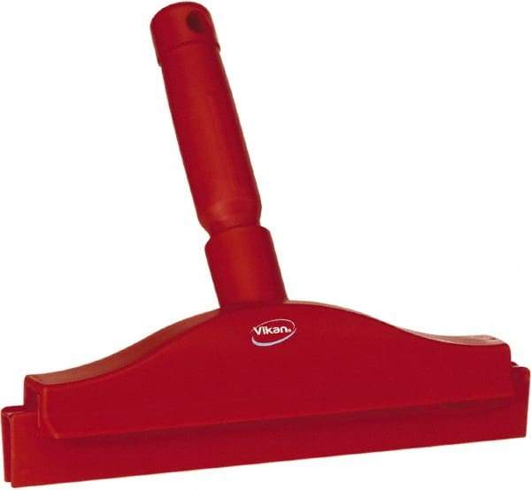 Vikan - 10" Rubber Blade Floor Squeegee - Double Edge, Red, Plastic Holder - Top Tool & Supply