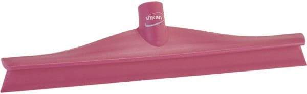 Vikan - 15-3/4" Rubber Blade Floor Squeegee - Single Edge, Pink, Plastic Holder - Top Tool & Supply