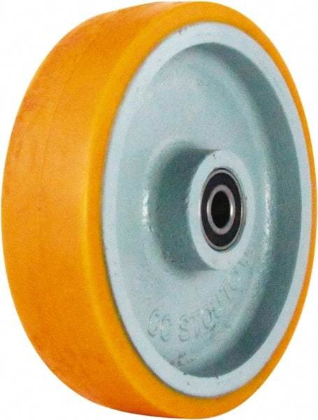 Caster Connection - 8 Inch Diameter x 2 Inch Wide, Polyurethane on Iron Caster Wheel - 1,500 Lb. Capacity, 2.2 Inch Hub Length, 1/2 Inch Axle Diameter, Sealed Precision Ball Bearing - Top Tool & Supply