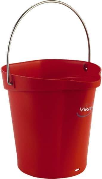 Vikan - 1-1/2 Gal, Polypropylene Round Red Single Pail with Pour Spout - Handle Included - Top Tool & Supply