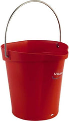 Vikan - 1-1/2 Gal, Polypropylene Round Red Single Pail with Pour Spout - Handle Included - Top Tool & Supply