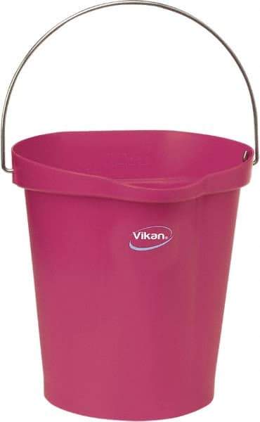 Vikan - 3 Gal, Polypropylene Round Pink Single Pail with Pour Spout - Handle Included - Top Tool & Supply