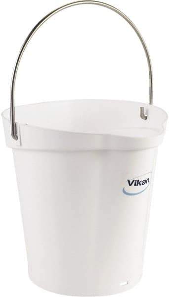 Vikan - 1-1/2 Gal, Polypropylene Round White Single Pail with Pour Spout - Handle Included - Top Tool & Supply