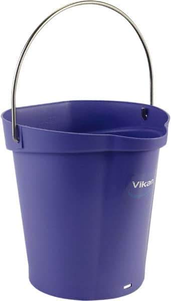 Vikan - 1-1/2 Gal, Polypropylene Round Purple Single Pail with Pour Spout - Handle Included - Top Tool & Supply