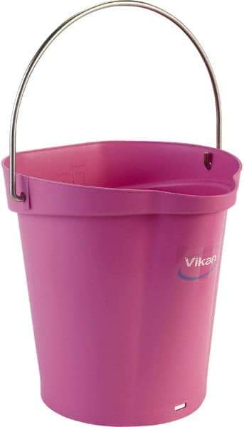 Vikan - 1-1/2 Gal, Polypropylene Round Pink Single Pail with Pour Spout - Handle Included - Top Tool & Supply