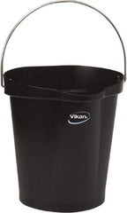 Vikan - 3 Gal, Polypropylene Round Black Single Pail with Pour Spout - Handle Included - Top Tool & Supply