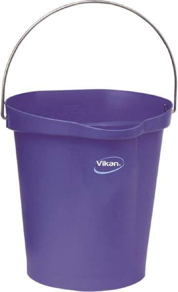 Vikan - 3 Gal, Polypropylene Round Purple Single Pail with Pour Spout - Handle Included - Top Tool & Supply